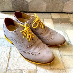 Cole Haan Oxford suede shoes with yellow laces